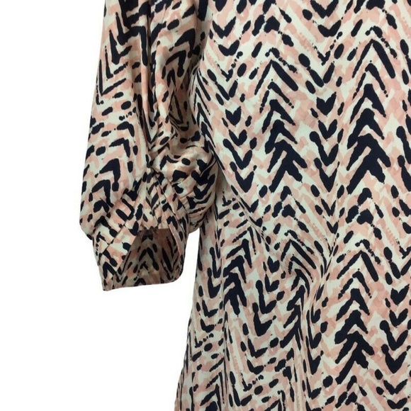 41 Hawthorn Pink Blue White Split Neck Blouse - Picture 6 of 8